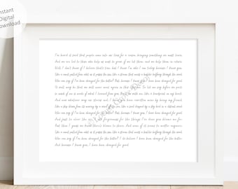 For Good Printable Wall Art, Wicked The Musical Song Lyrics, Instant Digital Download, Because I Knew You I Have Been Changed For Good