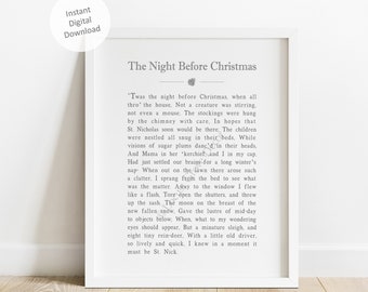 The Night Before Christmas Printable Wall Art, Book Page Print, Christmas Picture, Holiday Decor, Instant Digital Download, White background
