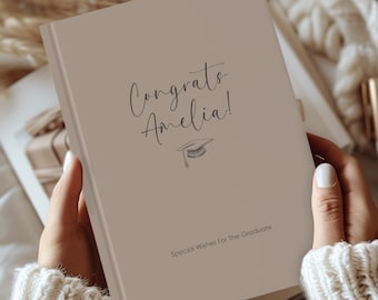 Congrats Custom Hardcover Journal Notebook with Personalized Name on front cover, Graduation Gift, Memory Book or Grad Party Guest Book