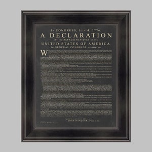 The Declaration of Independence ready-to-frame publication style art print poster, Historic Document Patriotic Decor, Inspirational Wall Art
