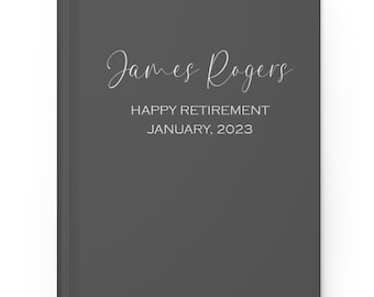 Happy Retirement Hardcover Book with Custom Name and Years of Employment for Retirement Gift, Memory Book or Party Guestbook