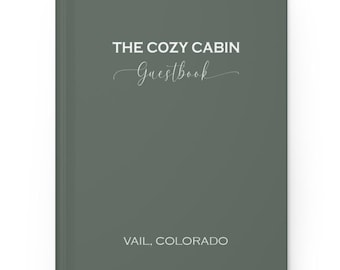 Vacation Rental Guestbook Hardcover Journal for Guests Of your vacation home with Custom Property Name and City in choice of 20 Cover Colors