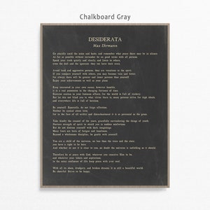 Desiderata poem by Max Ehrmann inspirational art print poster with multiple color and frame options