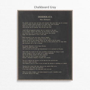 Desiderata poem by Max Ehrmann inspirational art print poster with multiple color and frame options