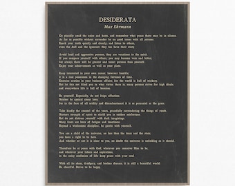 Desiderata poem by Max Ehrmann inspirational art print poster with multiple color and frame options