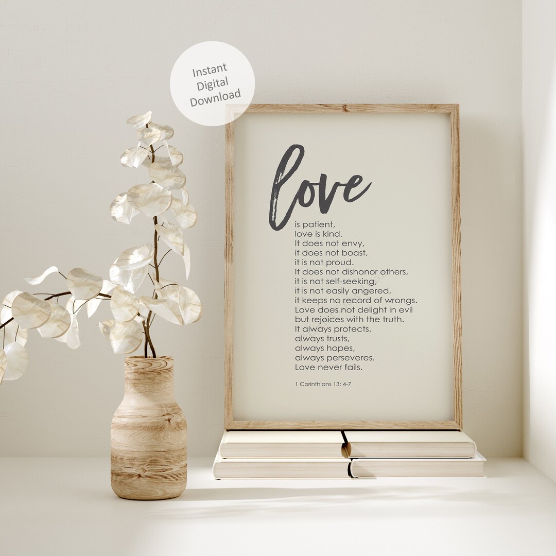 1 Corinthians 13 Printable Wall Art | Love is Patient, Love is Kind ...