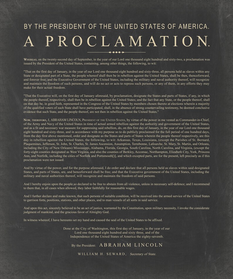 Us Proclamation Frame The Emancipation Proclamation Ready-to-frame Publication Style - Etsy