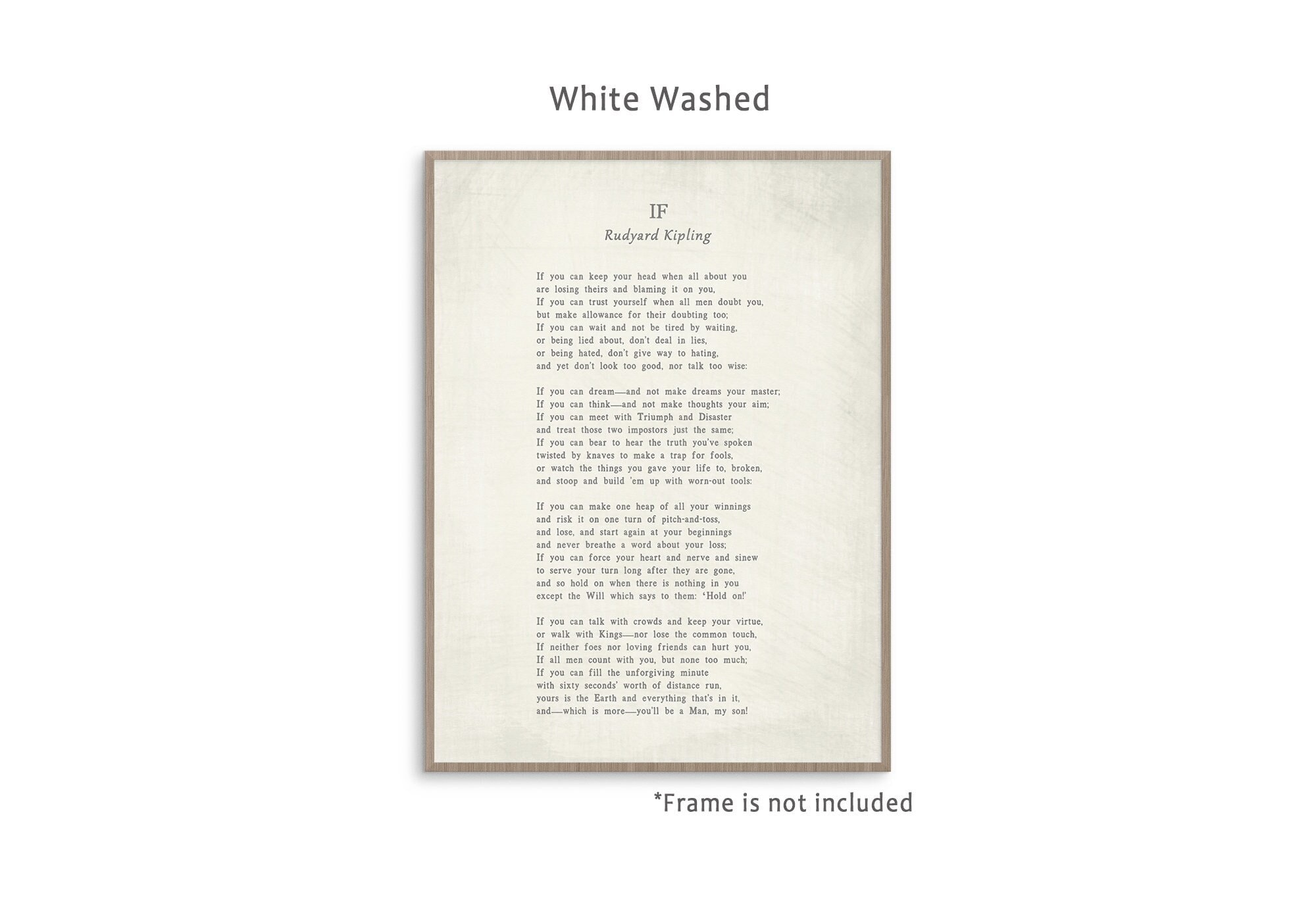 If Poem by Rudyard Kipling ready-to-frame art print poster on White Washed background