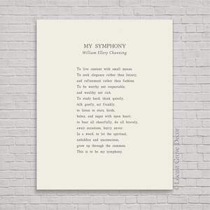 My Symphony Metal Print, My Symphony by William Ellery Channing, My Symphony Poem, Metal Sign ...