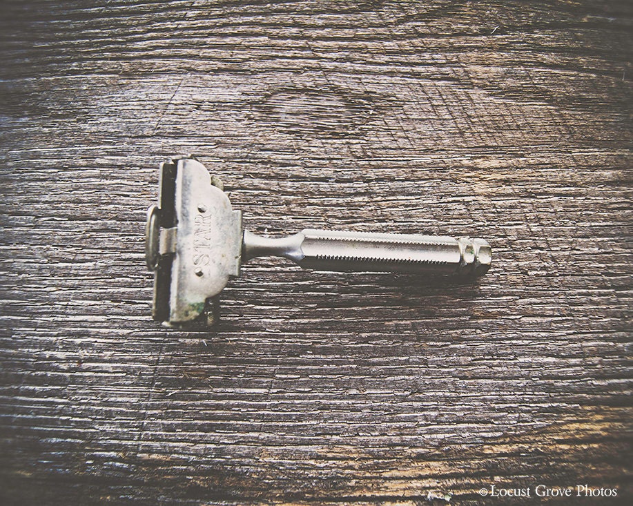 Star Razor Photography Art Print, Vintage Barber Tools, Bathroom Art ...