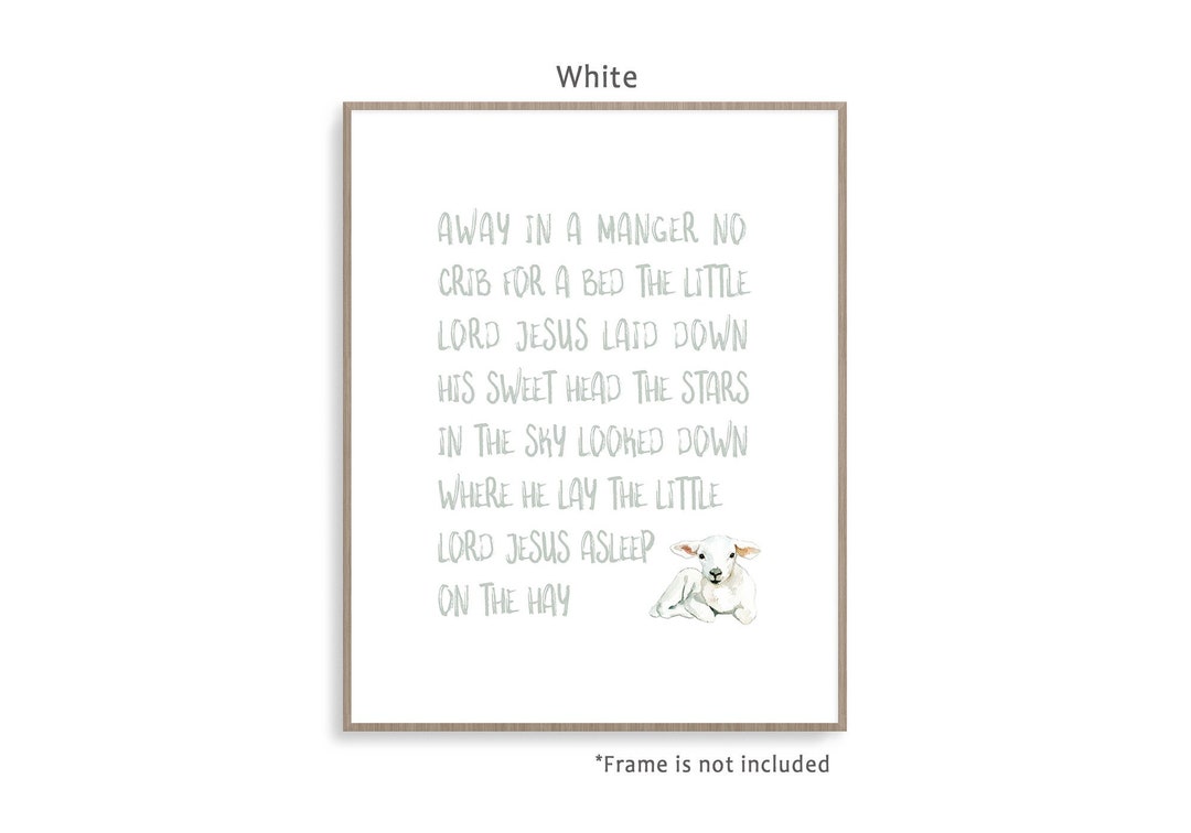 Away in A Manger Art Print Poster, Away in a Manger Lyrics, Nursery ...