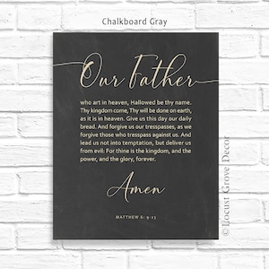 The Lord&#39;s Prayer Metal Print, Our Father Prayer Metal Sign, Matthew 6: 9-13 Bible Scripture Wall Art, Multiple Colors and Framing Options