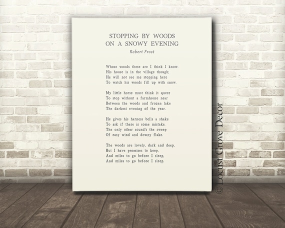 Stopping by Woods on A Snowy Evening Poem by Robert Frost - Etsy
