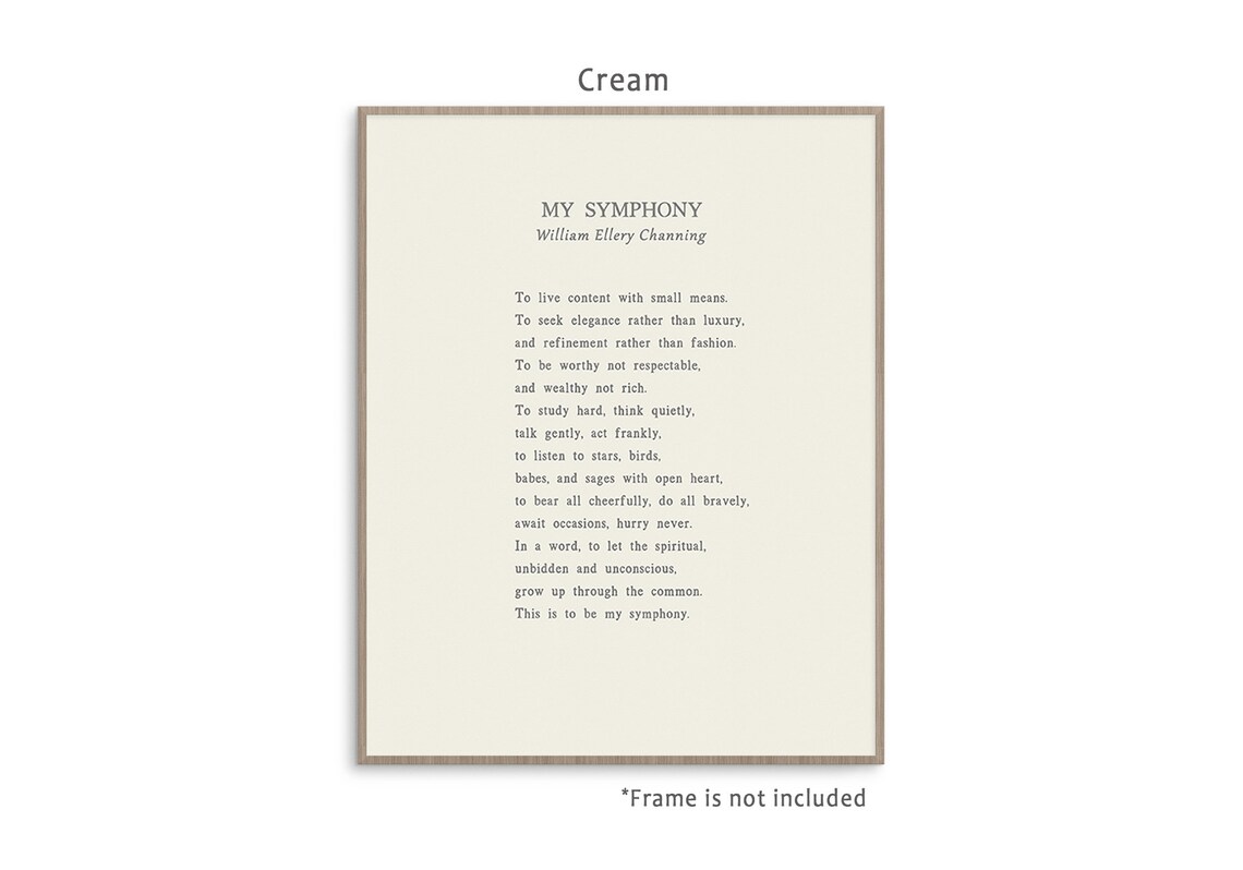 My Symphony Poem by William Ellery Channing Readytoframe Art Etsy