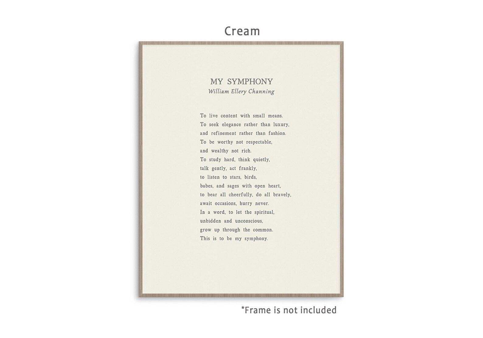My Symphony Poem by William Ellery Channing Readytoframe Art Etsy