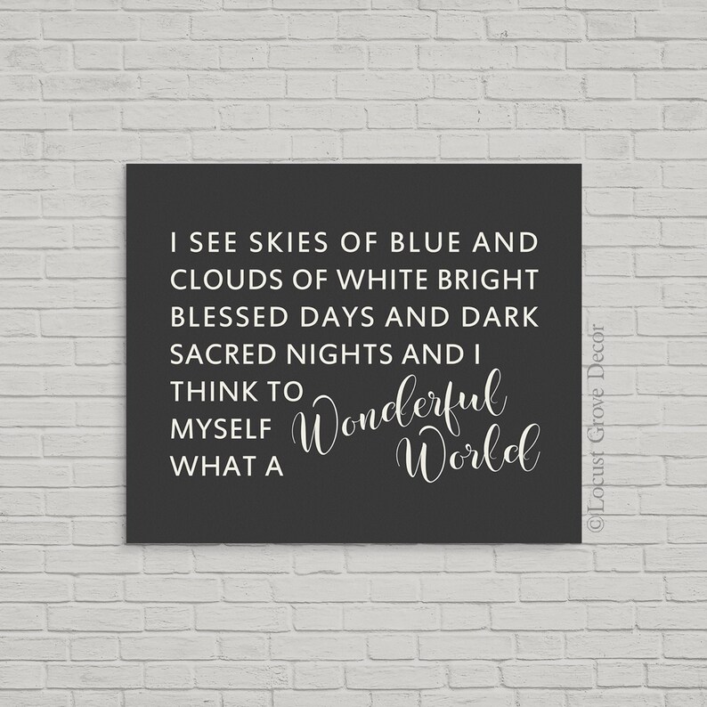 What A Wonderful World Metal Print Metal Sign Louis Etsy