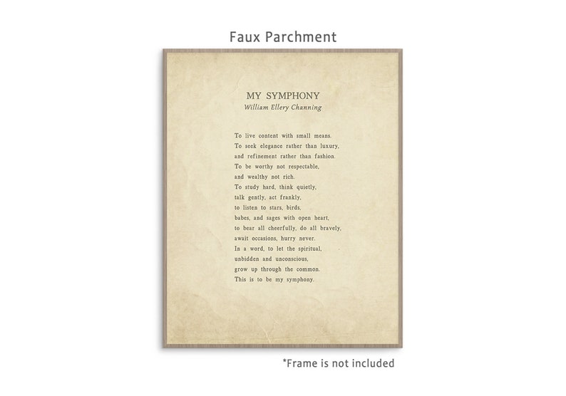My Symphony Poem by William Ellery Channing Readytoframe Art Etsy