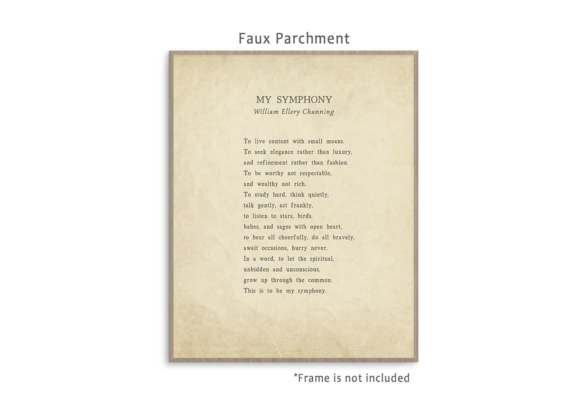 My Symphony Poem by William Ellery Channing Readytoframe Art Etsy