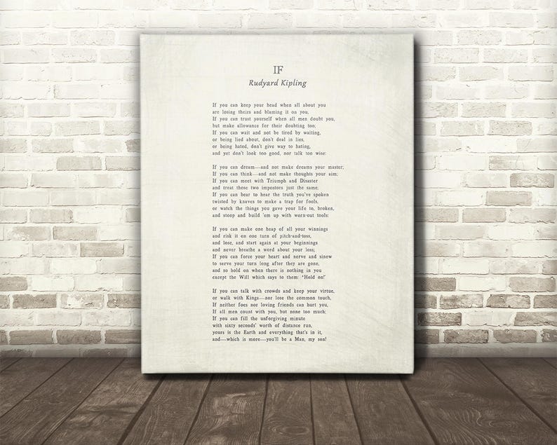If Poem by Rudyard Kipling Canvas Gallery Wrap Wall Art - Etsy