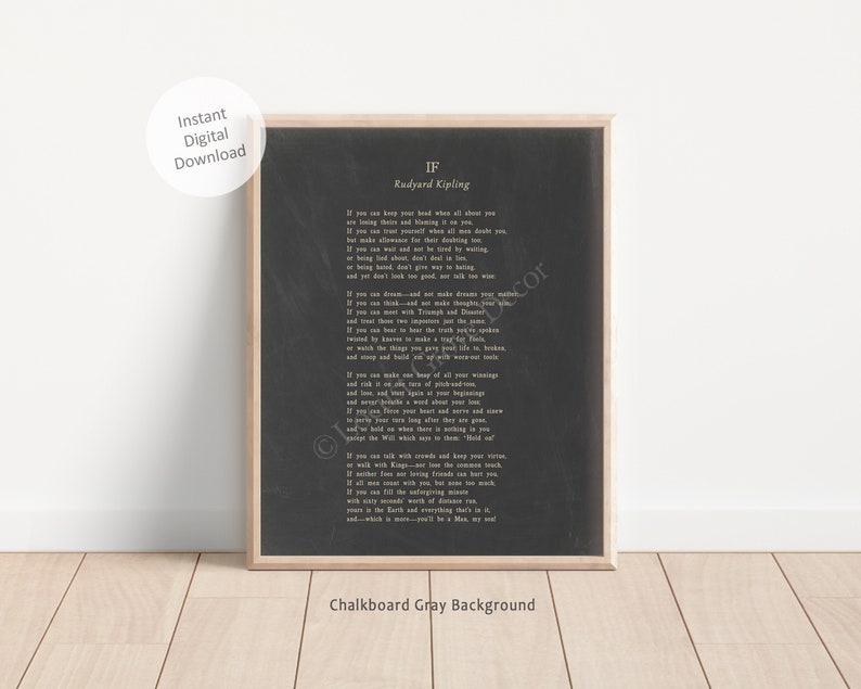 If Printable Wall Art If Poem by Rudyard Kipling Instant - Etsy