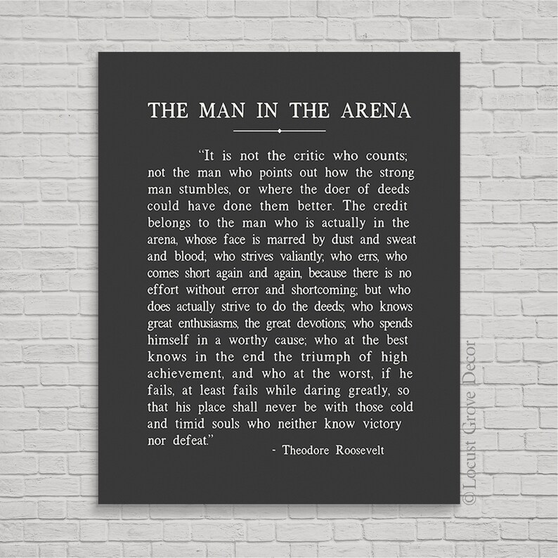 The Man In The Arena Metal Print Theodore Roosevelt Quote | Etsy