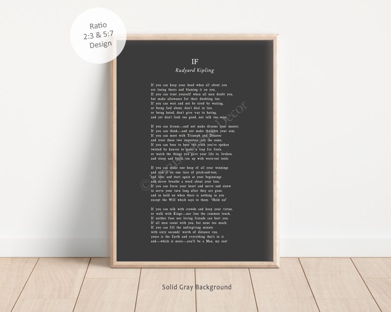 If Printable Wall Art If Poem by Rudyard Kipling Instant - Etsy