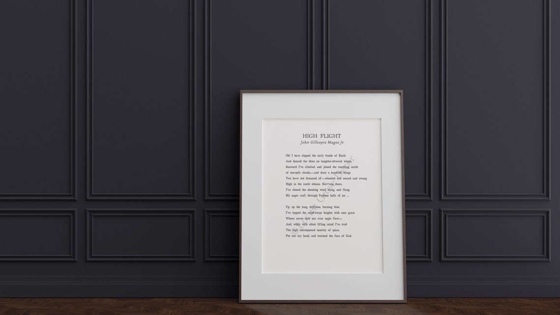 High Flight Poem by Fighter Pilot John Gillespie Magee Jr., Instant ...