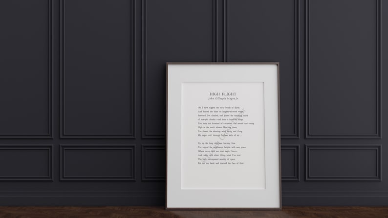 High Flight Poem by Fighter Pilot John Gillespie Magee Jr., Instant ...