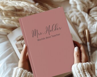 Personalized Notebook Hardcover Journal Gift for School Teacher, Administrator or Paraprofessional Educator with Custom Text, Color Options