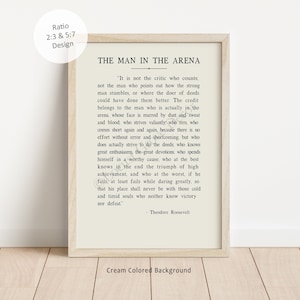 The Man in the Arena Printable Wall Art, Theodore Roosevelt Daring ...
