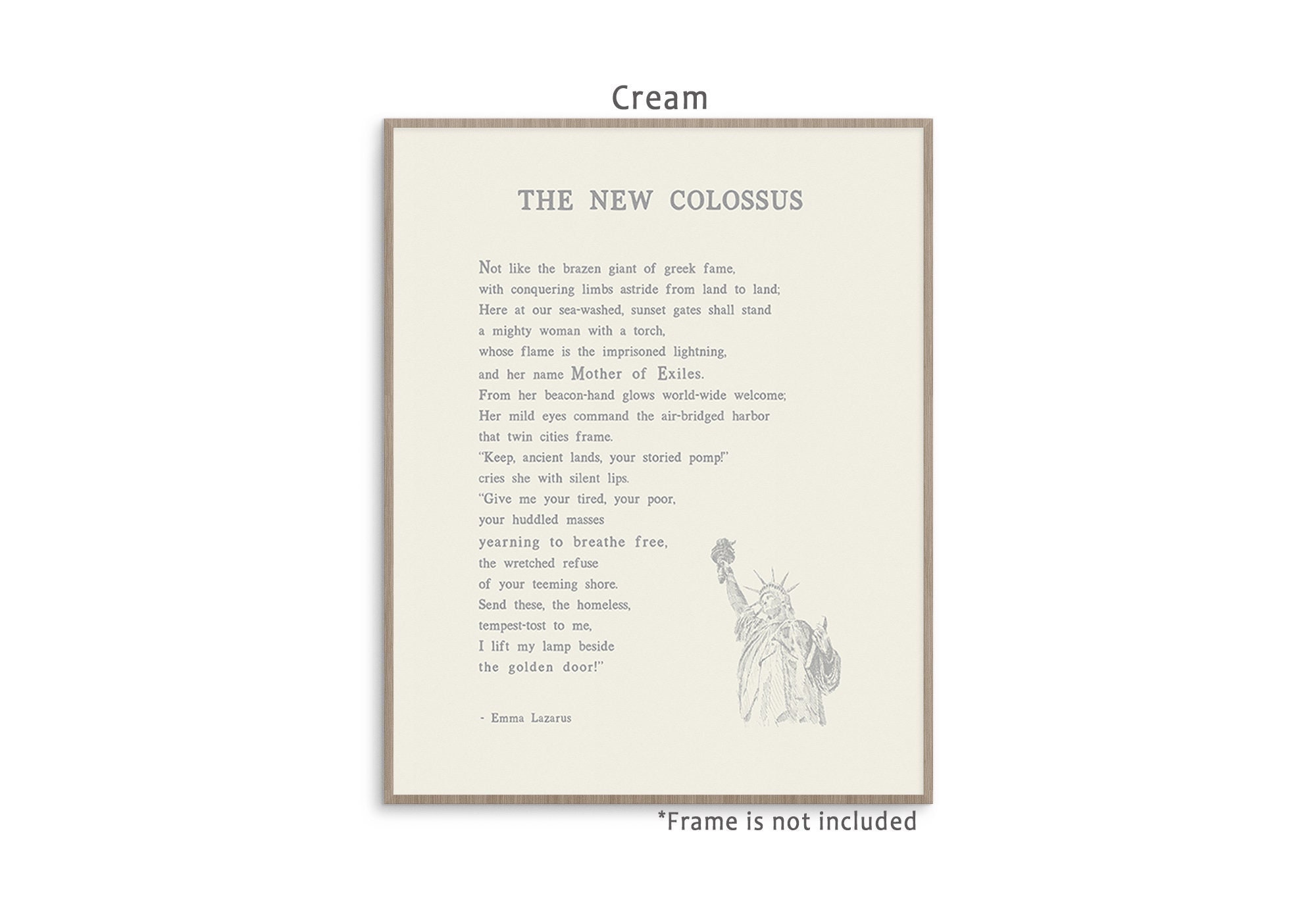 Statue of Liberty Poem by Emma Lazarus Entitled the New Etsy