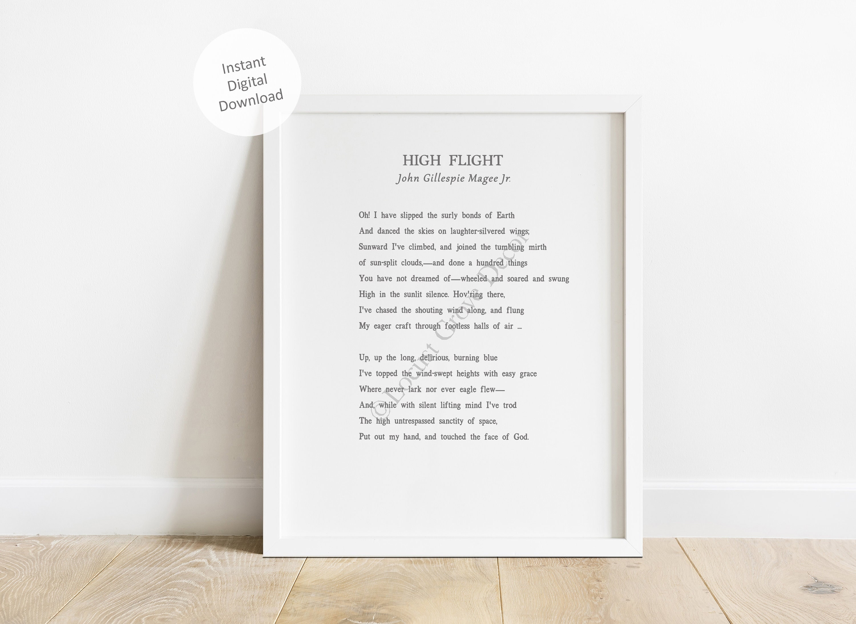 High Flight Poem by Fighter Pilot John Gillespie Magee Jr