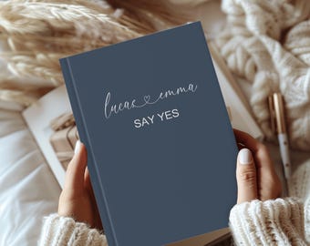 Personalized Hardcover Journal with Couples Names and Conversation Heart Messages or Custom Text for Engagement Gift or Wedding Notebook