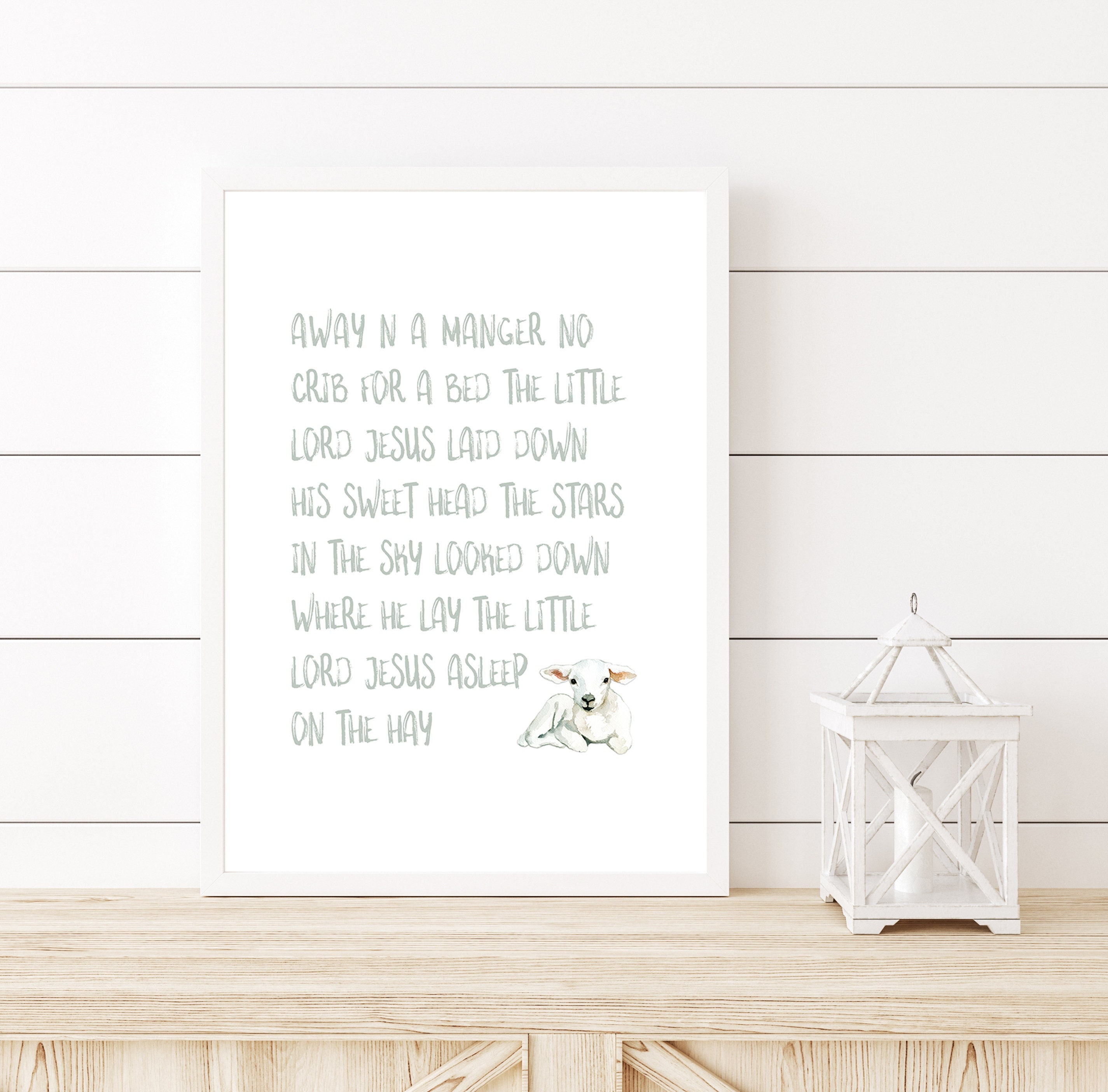 Away in A Manger Art Print Poster Away in a Manger Lyrics | Etsy