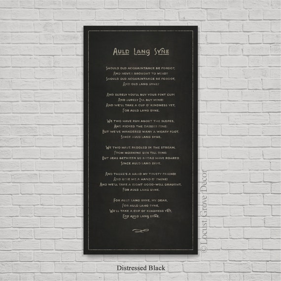 Auld Lang Syne Metal Sign Auld Lang Syne Lyrics New Years - Etsy
