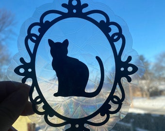 Cat In Frame Rainbow Making Window Decal/ Suncatcher/ Window Cling