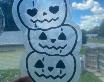 Kawaii/Cute Spooky Pumpkins/ Jack-o-launterns Rainbow Making Window Decal/ Suncatcher/ Window Cling