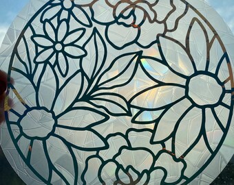 Flowers Rainbow Making Window Decal/ Suncatcher/ Window sticker