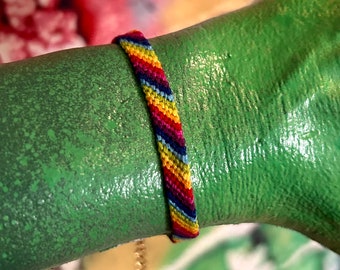 Adjustable Rainbow Knotted Thread Friendship Bracelet