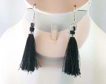 Coal Cabaret Up-cycled Tassel Earrings