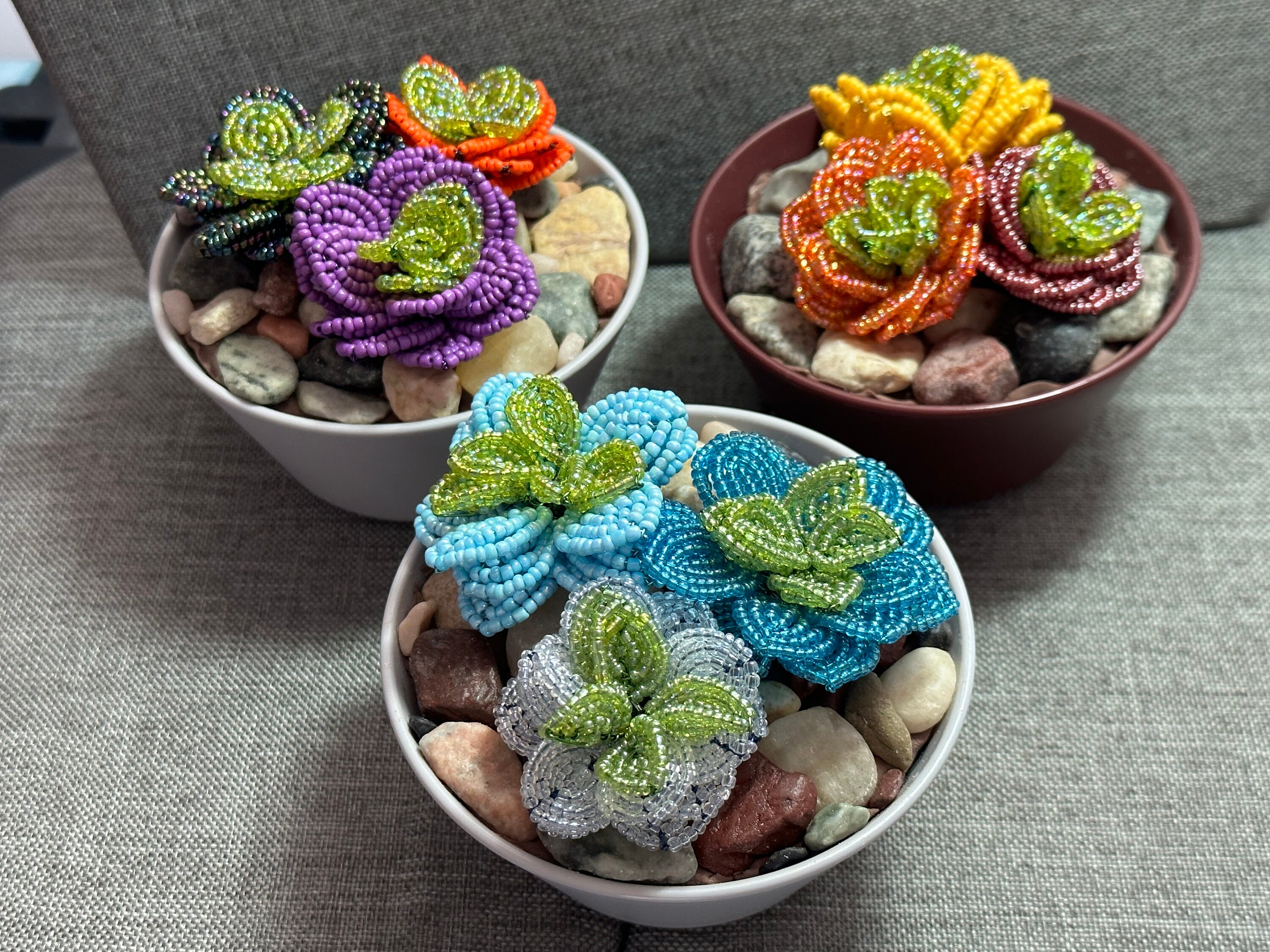 French Beaded Triple Succulent - Etsy