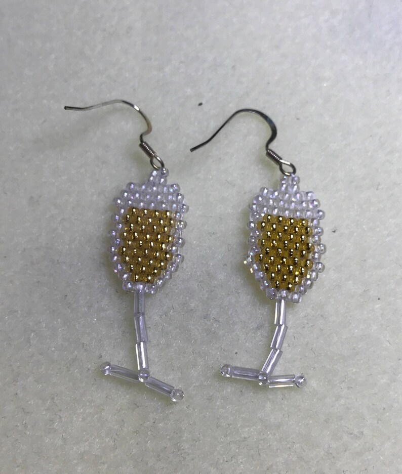 Beaded Earrings Champagne Glasses Etsy