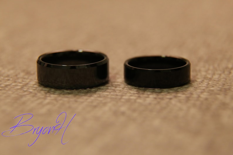 8MM 6MM his and her promise ring Black Tungsten Carbon ring,Tungsten wedding bands,black women/'s Wedding ring women/'s wedding ring