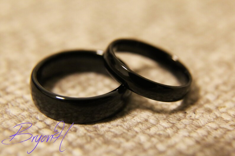Black Tungsten Carbide Wedding Ring Tungsten Wedding Bands Etsy