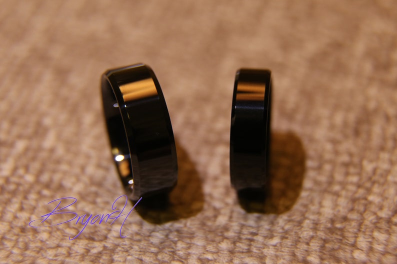 8MM 6MM his and her promise ring Black Tungsten Carbon ring,Tungsten wedding bands,black women/'s Wedding ring women/'s wedding ring