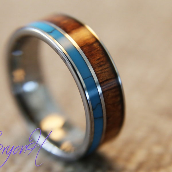 Wood Inlay Ring Etsy