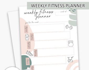 Weekly Fitness Planner Modern Minimalism Printable | Weekly Workout Planner, Fitness Tracker, Workout Log, Printable Planner Template