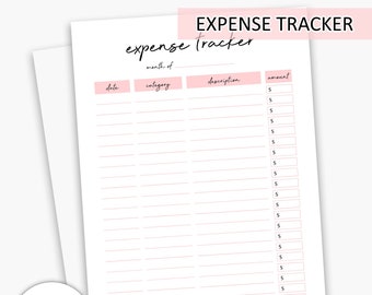 Expense Tracker Printable Pink | Financial Planner, Budget Planner, Money Tracker, Money Planning, Planner Inserts, A4, A5, Letter