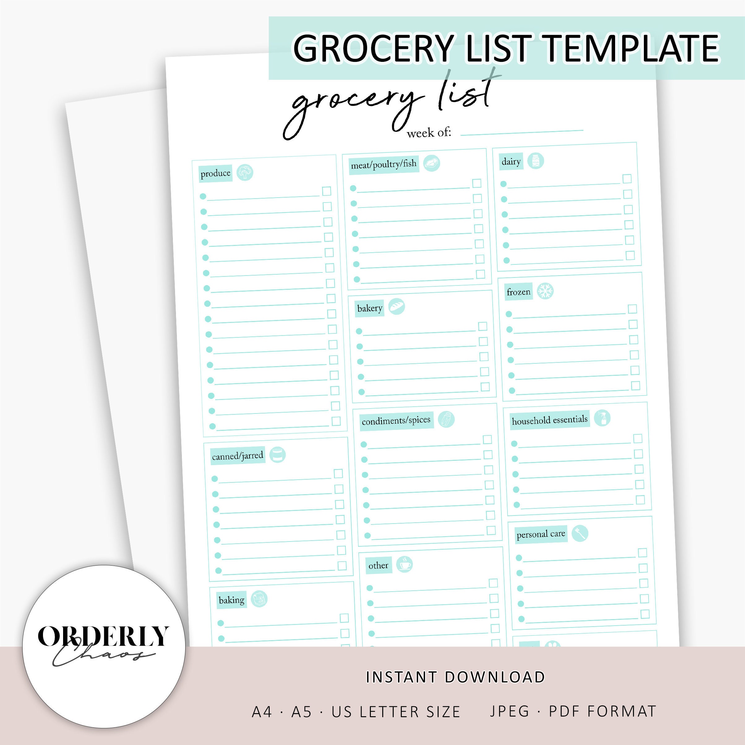 Shopping List Inserts for Personal Size Planners 