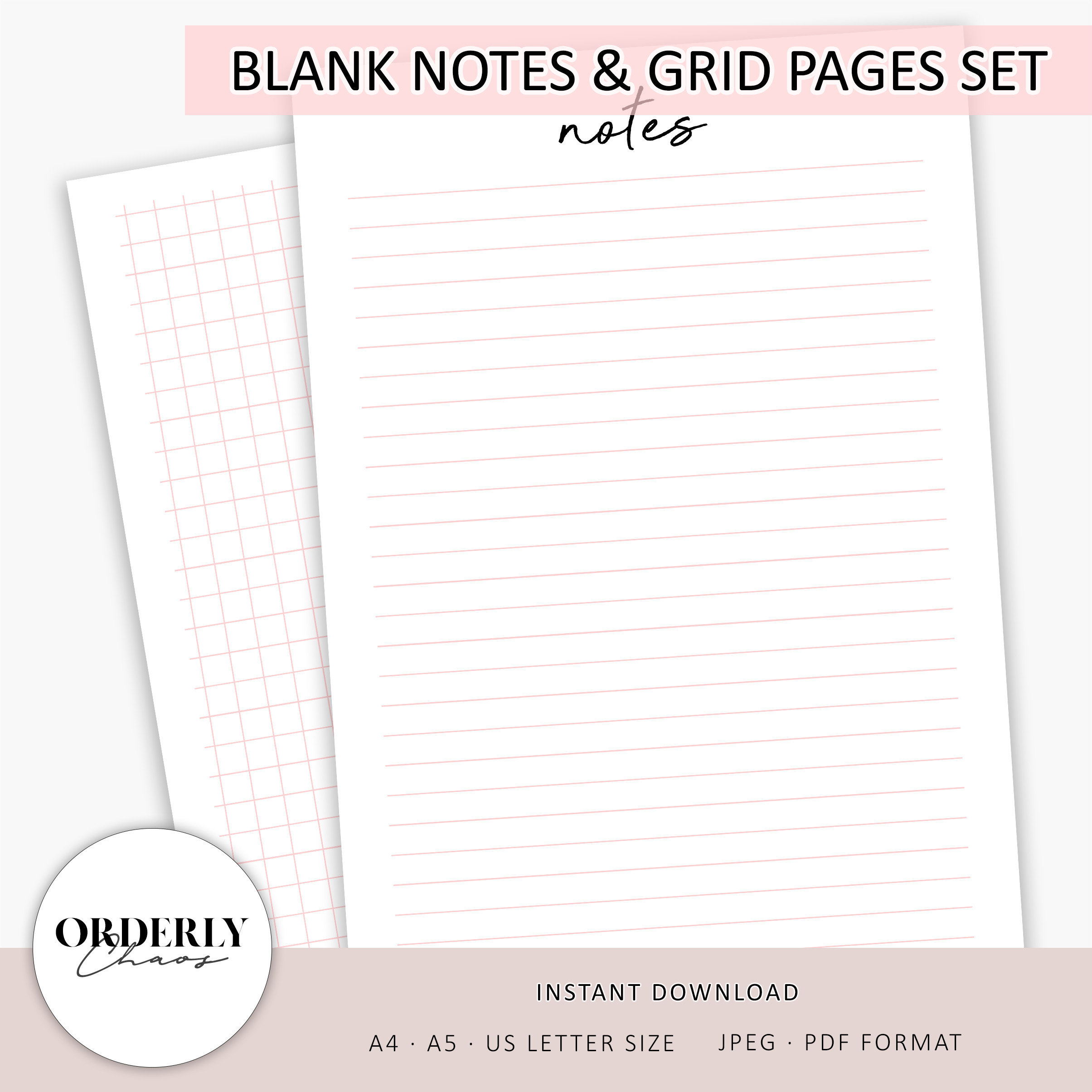 blank notes grid paper printable square grid lined paper etsy